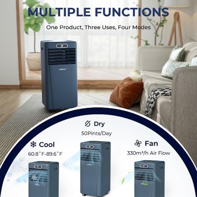 Costway 5000 BTU (8000 BTU ASHRAE) Portable Air Conditioner w/ Remote Control 3-in-1 Air Cooler w/ Drying Image 2