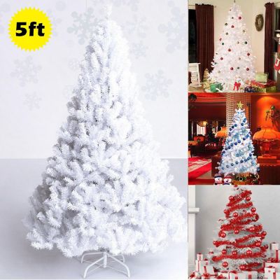 Costway 5Ft Christmas Tree Artificial PVC W/Stand Indoor Outdoor Decoration White Image 2