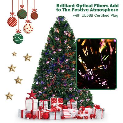 Costway 5Ft Pre-Lit Fiber Optic PVC Christmas Tree Metal Holiday Image 2