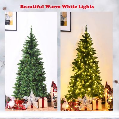 Costway 5ft Pre-lit PVC Artificial Half Christmas Tree 250 LED Lights Image 3