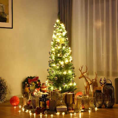 Costway 5Ft PVC Artificial Pencil Christmas Tree Slim Stand Green Image 2