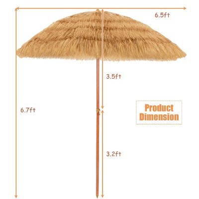 Costway 6.5 FT Thatched Beach Umbrella Tilt Tiki Hawaiian Patio Portable Image 1