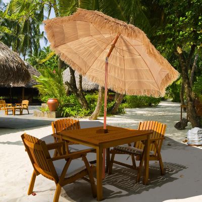 Costway 6.5 FT Thatched Beach Umbrella Tilt Tiki Hawaiian Patio Portable Image 2