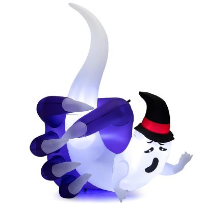 Costway 6 FT Halloween Inflatable Hand Hold the Ghost with Built-in LED & Air Blower Image 1