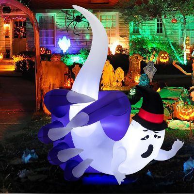 Costway 6 FT Halloween Inflatable Hand Hold the Ghost with Built-in LED & Air Blower Image 1