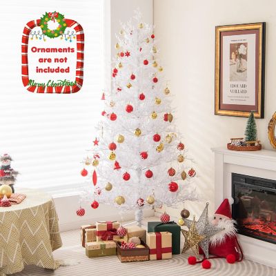 Costway 6 FT Pre-Lit Christmas Tree Snow Flocked Hinged 11 Lighting Modes with 300 Lights Image 2