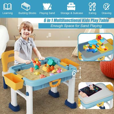 Costway 6 in 1 Kids Activity Table Set w/ Chair Toddler Luggage Building Block Table Image 1