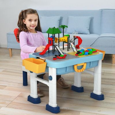 Costway 6 in 1 Kids Activity Table Set w/ Chair Toddler Luggage Building Block Table Image 3