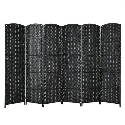 Costway 6-Panel Room Divider 6Ft Weave Fiber Folding Privacy Screen Black Image 1