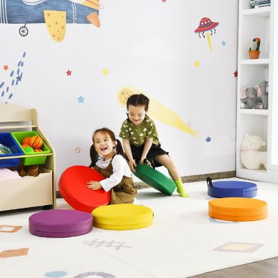 Costway 6-Piece 15'' Round Toddler Floor Cushions Flexible Classroom Seating w/ Handles Image 1