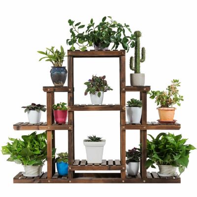 Costway 6-Tier Flower Wood Stand Plant Display Rack Multifunctional Storage Shelf Image 1