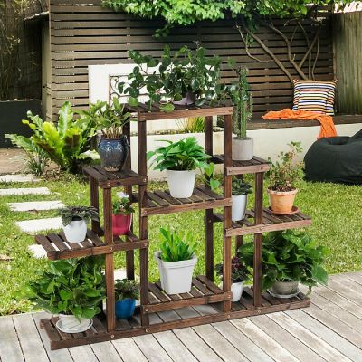 Costway 6-Tier Flower Wood Stand Plant Display Rack Multifunctional Storage Shelf Image 1