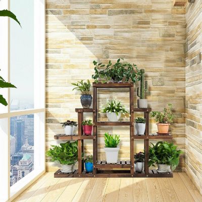 Costway 6-Tier Flower Wood Stand Plant Display Rack Multifunctional Storage Shelf Image 2