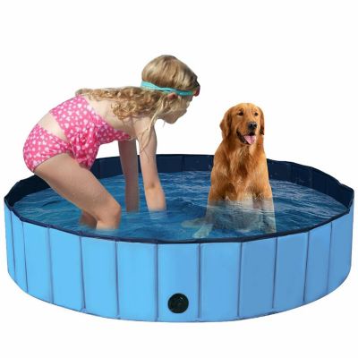 Costway 63'' Foldable Dog Pet Pool Kiddie Bathing Tub Indoor Outdoor Portable Leakproof Image 1