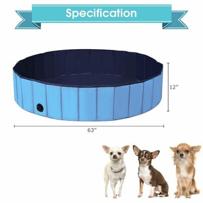 Costway 63'' Foldable Dog Pet Pool Kiddie Bathing Tub Indoor Outdoor Portable Leakproof Image 1