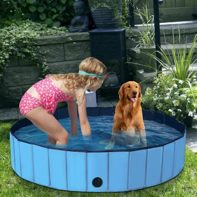 Costway 63'' Foldable Dog Pet Pool Kiddie Bathing Tub Indoor Outdoor Portable Leakproof Image 2