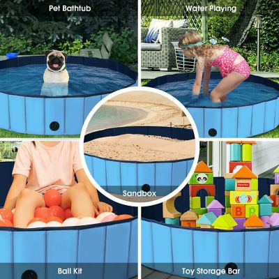 Costway 63'' Foldable Dog Pet Pool Kiddie Bathing Tub Indoor Outdoor Portable Leakproof Image 3