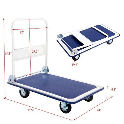 Costway 660lbs Platform Cart Dolly Folding Foldable Moving Warehouse Push Hand Truck Image 1