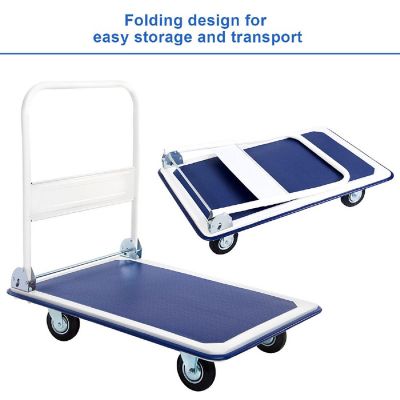 Costway 660lbs Platform Cart Dolly Folding Foldable Moving Warehouse Push Hand Truck Image 3