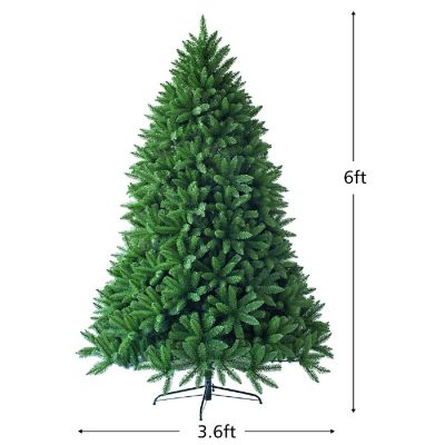 Costway 6ft Premium Hinged Artificial Christmas Fir Tree w/ 1250 Branch Tips Image 1