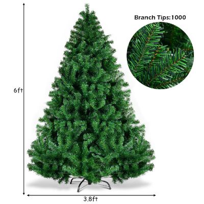 Costway 6FT PVC Christmas Tree 1000 Tips Hinged Solid Metal Legs Image 2