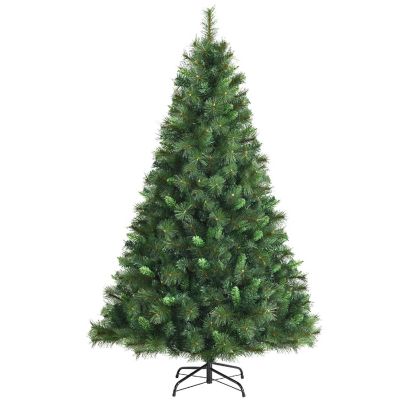 Costway 6ft Unlit Hinged PVC Artificial Christmas Tree w/ 649 Tips & Metal Stand Image 1