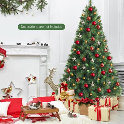 Costway 6ft Unlit Hinged PVC Artificial Christmas Tree w/ 649 Tips & Metal Stand Image 2
