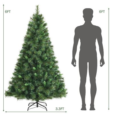 Costway 6ft Unlit Hinged PVC Artificial Christmas Tree w/ 649 Tips & Metal Stand Image 3