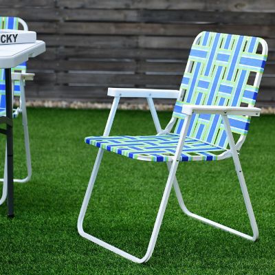 Costway 6PCS Folding Beach Chair Camping Lawn Webbing Chair Lightweight 1 Position Blue Image 3