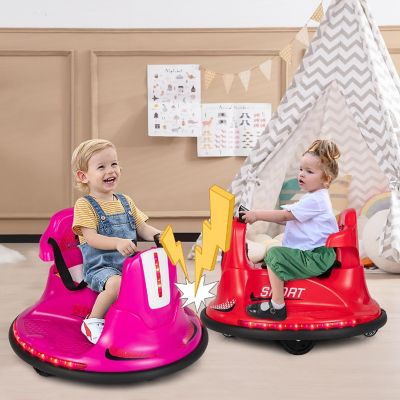 Costway 6V Bumper Car for Kids Toddlers Electric Ride On Car Vehicle w/ 360&#176; Spin Red Image 1