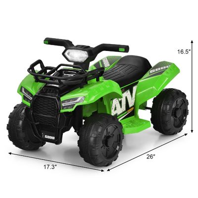 Costway 6V Kids ATV Quad Electric Ride On Car Toy Toddler with LED Light MP3 Green Image 2
