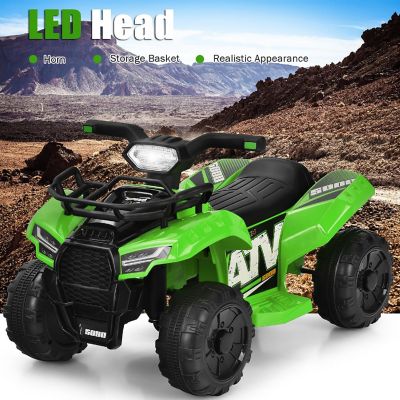 Costway 6V Kids ATV Quad Electric Ride On Car Toy Toddler with LED Light MP3 Green Image 3