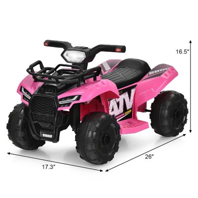 Costway 6V Kids ATV Quad Electric Ride On Car Toy Toddler with LED Light MP3 Pink Image 2