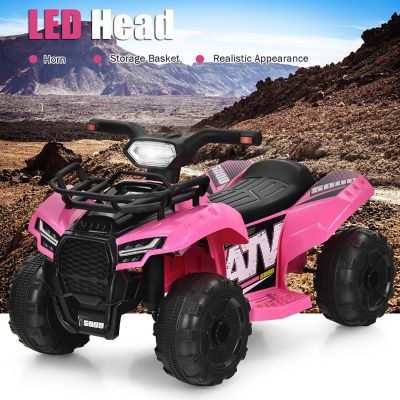 Costway 6V Kids ATV Quad Electric Ride On Car Toy Toddler with LED Light MP3 Pink Image 3