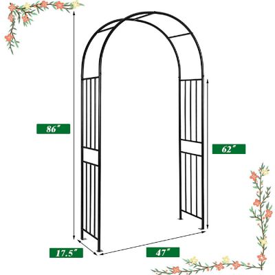 Costway 7.2Ft Garden Arch Steel Arbor Wedding Garden Decoration Climbing Plants w/Stakes Image 1