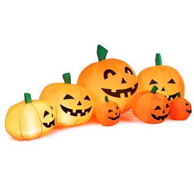 Costway 7.5' Halloween Inflatable 7 Pumpkins Patch W/LED Light Outdoor Garden Decoration Image 1