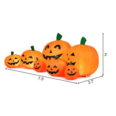 Costway 7.5' Halloween Inflatable 7 Pumpkins Patch W/LED Light Outdoor Garden Decoration Image 2