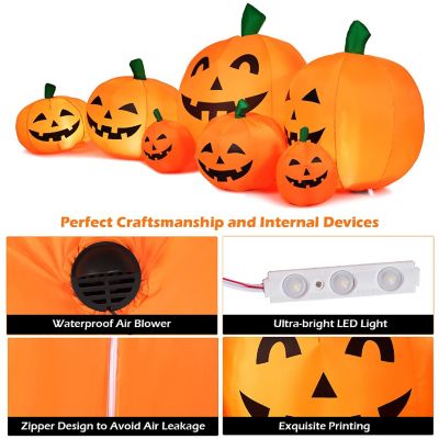 Costway 7.5' Halloween Inflatable 7 Pumpkins Patch W/LED Light Outdoor Garden Decoration Image 3