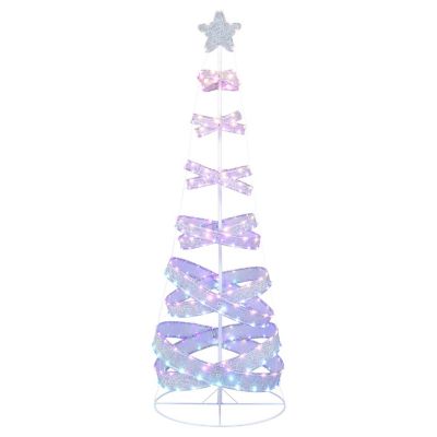Costway 7 FT Outdoor Spiral Christmas Tree Pre-lit Christmas Tree with 341 LED Lights Image 1