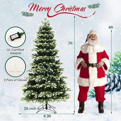 Costway 7 FT Pre-Lit Christmas Tree 3 Modes Hinged with Quick Power Connector & 500 Lights Image 2