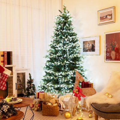 Costway 7 FT Pre-Lit Christmas Tree 3 Modes Hinged with Quick Power Connector & 500 Lights Image 3