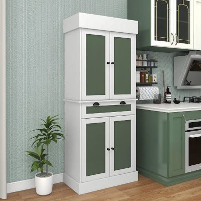 Costway 72'' Kitchen Buffet Hutch Pantry Cabinet Cupboard with 4 Doors & Adjustable Shelves Image 1