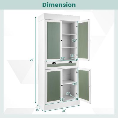 Costway 72'' Kitchen Buffet Hutch Pantry Cabinet Cupboard with 4 Doors & Adjustable Shelves Image 2