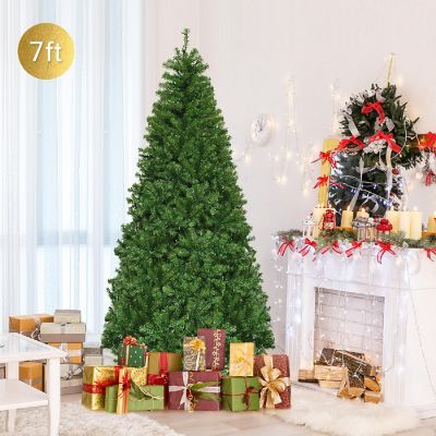 Costway 7Ft Pre-Lit Artificial Christmas Tree Hinged 500 LED Lights Image 1