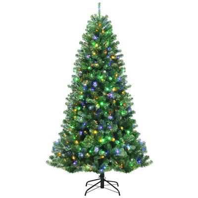 Costway 7ft Pre-lit Hinged Christmas Tree w/ Remote Control &amp; 9 Lighting Modes Image 1