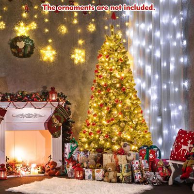 Costway 7ft Pre-lit Hinged Christmas Tree w/ Remote Control &amp; 9 Lighting Modes Image 1