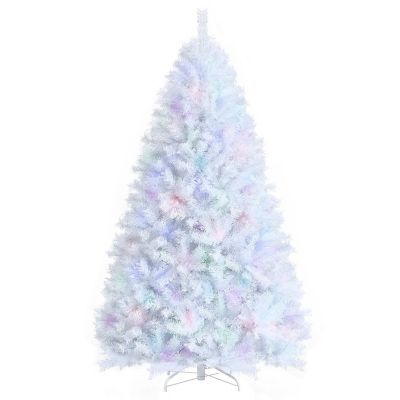 Costway 7ft White Iridescent Tinsel Artificial Christmas Tree with 1156 Branch Tips Image 1