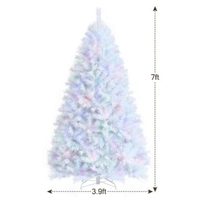 Costway 7ft White Iridescent Tinsel Artificial Christmas Tree with 1156 Branch Tips Image 3