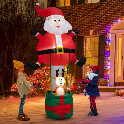 Costway 8 FT Inflatable Santa Claus &amp; Reindeer Giant Hot Air Balloon with LED Lights Image 2