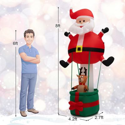 Costway 8 FT Inflatable Santa Claus &amp; Reindeer Giant Hot Air Balloon with LED Lights Image 3